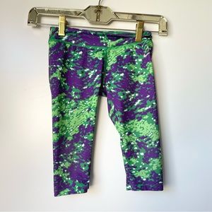 Kids Toddler Size 6 Dri Fit Nike Leggings Green And Purple Capris Pants